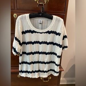 Chic Striped Knit Top - Navy and White XL